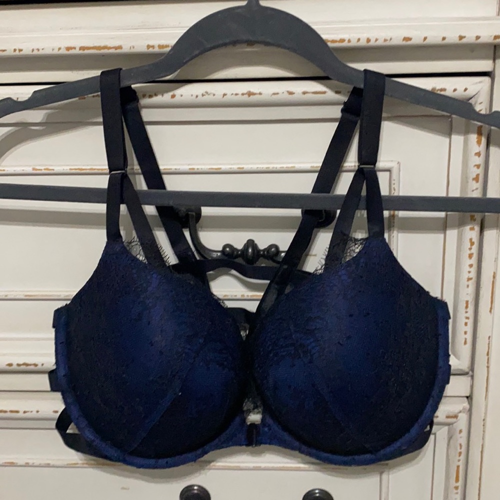 Navy And Black Lacy Bra